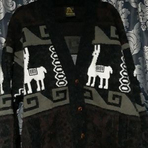 Ruminahui vintage alpaca llama buttonup cardigan